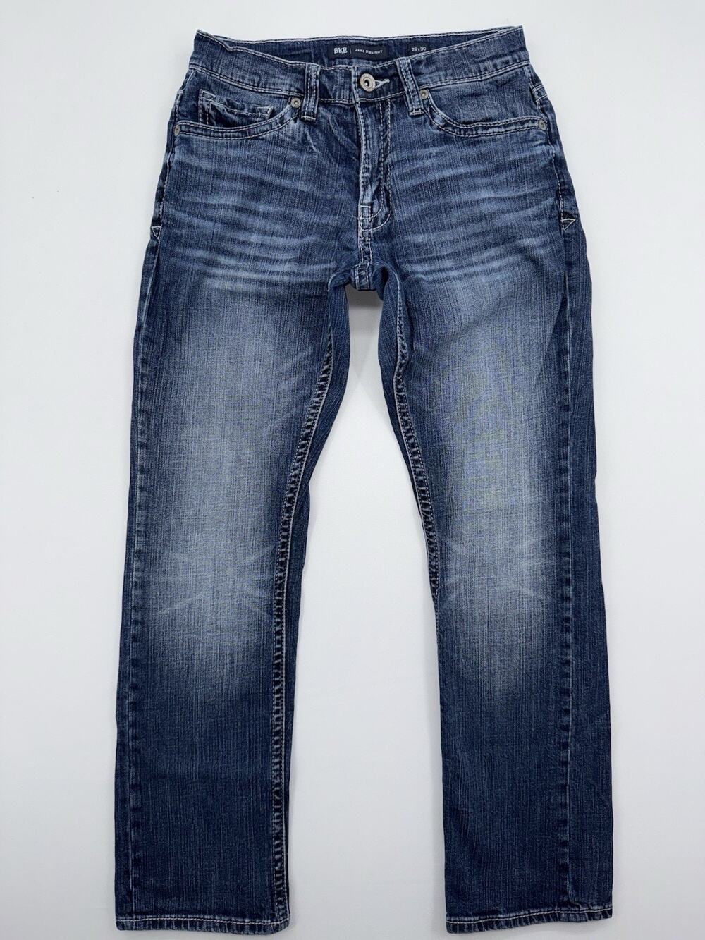 BKE Buckle Jeans Mens Blue Jake Denim Pants Faded Washed Out (Tag28x30)